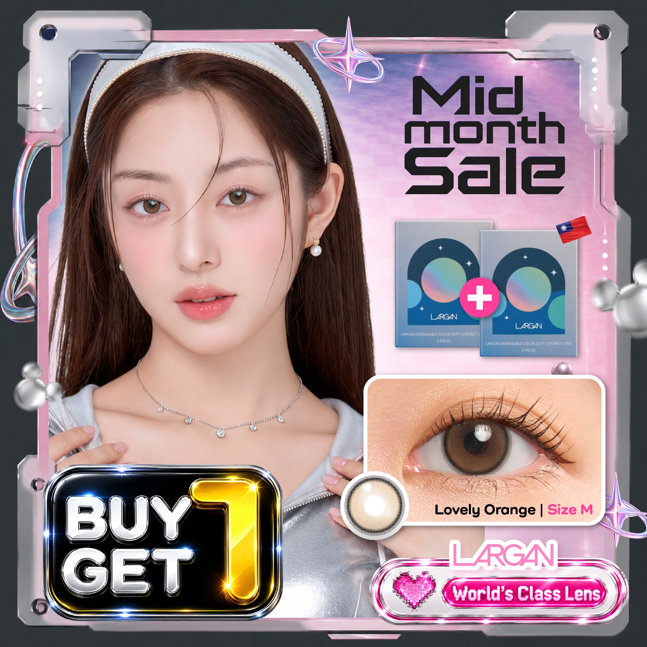 1ฟรี1 กดสั่งซื้อ2คู่ Orange Brown 1 Month รายเดือน